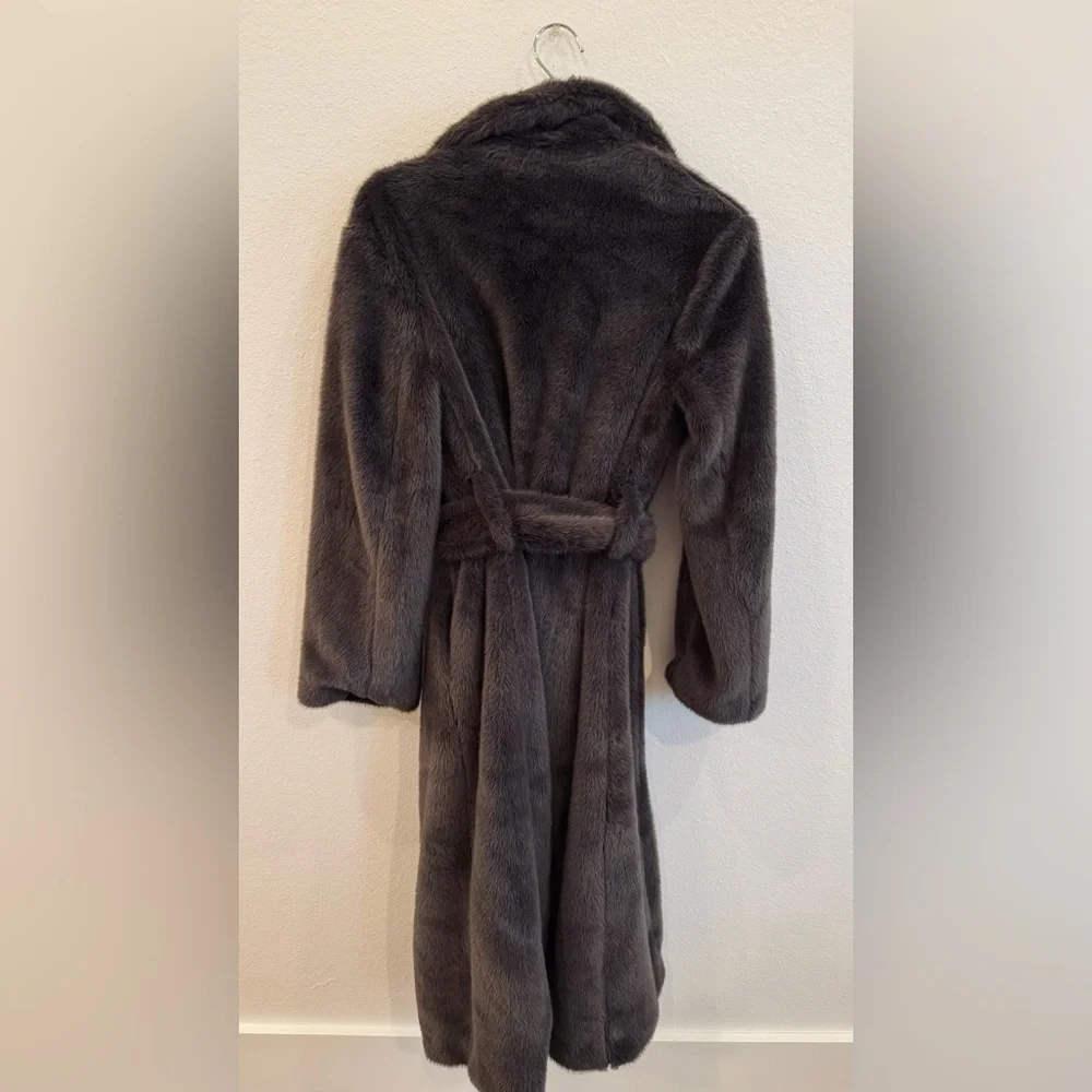 H&M Charcoal Long Teddy Coat - Picture 4 of 4